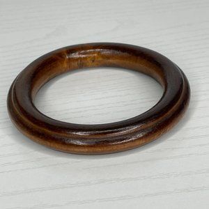 Beautiful Vintage 7" Brown Wooden Bangle Bracelet